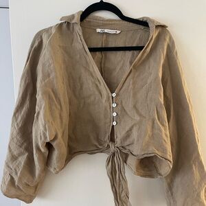 Linen tie top from Zara size small